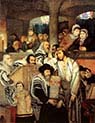 Jews Praying in the Synagogue on Yom Kippur